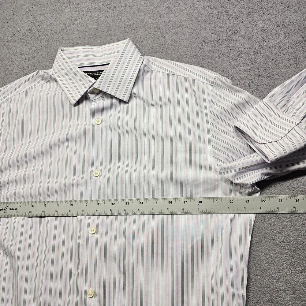 Banana Republic Shirt Dress Men M Purple Blue Stripe Non Iron Slim Fit Button Up